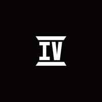 iv logo monogramma con modello di design a forma di pilastro vettore