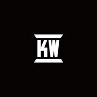 kw logo monogramma con modello di design a forma di pilastro vettore