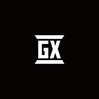 gx logo monogramma con modello di design a forma di pilastro vettore