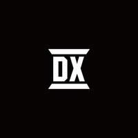 dx logo monogramma con modello di design a forma di pilastro vettore