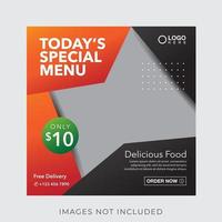 banner di menu culinario di cibo per modello di post sui social media vettore