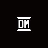 dm logo monogramma con modello di design a forma di pilastro vettore