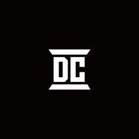 dc logo monogramma con modello di design a forma di pilastro vettore