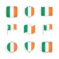 set di icone bandiera irlanda vettore