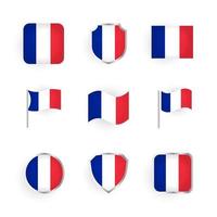 set di icone bandiera francia france vettore