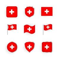 set di icone bandiera svizzera vettore