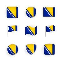 set di icone bandiera bosnia ed erzegovina vettore
