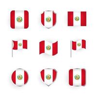 set di icone della bandiera del perù vettore