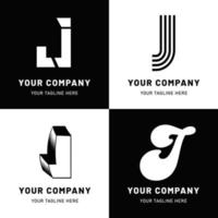 set logo lettera j in bianco e nero vettore