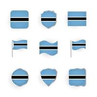 set di icone della bandiera del botswana vettore