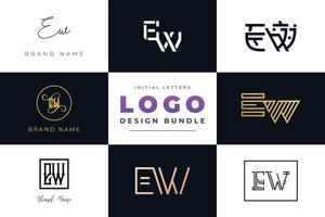 set di lettere iniziali di raccolta ew logo design. vettore