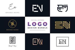 set di lettere iniziali di raccolta en logo design. vettore