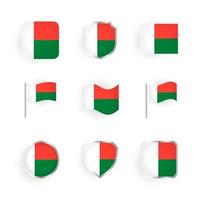 set di icone della bandiera del madagascar vettore