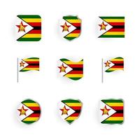set di icone della bandiera dello zimbabwe vettore