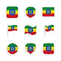 set di icone bandiera etiopia vettore