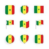 set di icone della bandiera del senegal vettore