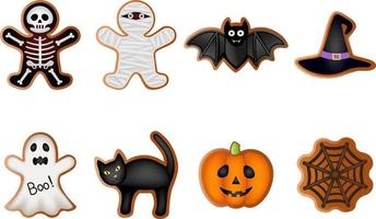 set di biscotti di pan di zenzero di halloween isolati vettore