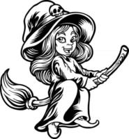 personaggio di halloween strega adolescente con sagoma di cappello vettore