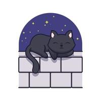 simpatico disegno di illustrazione del gatto nero che dorme vettore