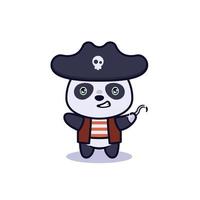 simpatica illustrazione del personaggio del panda dei pirati vettore