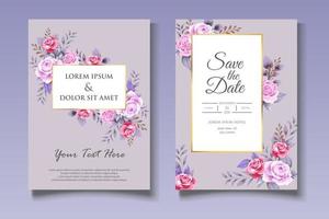 modello di carta di invito matrimonio floreale elegante vettore