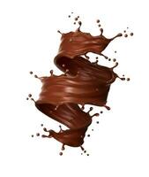 realistico cioccolato bevanda turbine spruzzo tornado vettore