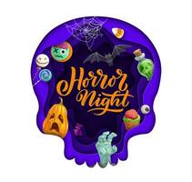 Halloween cranio carta tagliare, vacanza dolci, zucca vettore