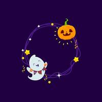 Halloween vacanza telaio con kawaii fantasma, vettore