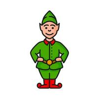 Natale elfo nel verde costume, Babbo Natale aiutante vettore