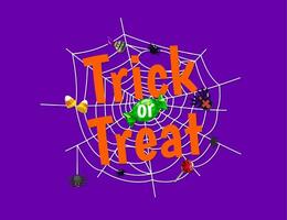 trucco o trattare Halloween bandiera ragni e dolci vettore