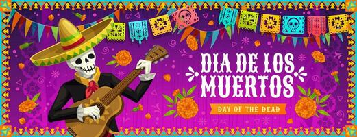 dia de los muertos, messicano mariachi scheletro vettore