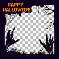 Halloween telaio su sociale media inviare, zombie mani vettore