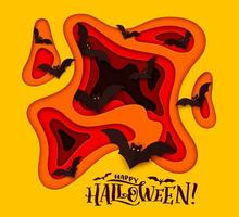 Halloween carta tagliare pipistrelli, orrore notte vacanza vettore