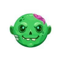 cartone animato Halloween zombie emoji, decomposizione viso vettore
