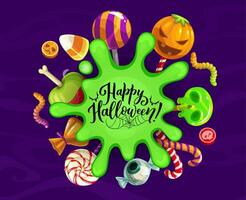 Halloween bandiera vacanza dolci e verde macchia vettore