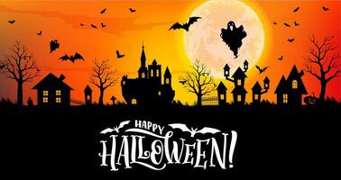 Halloween cittadina silhouette vettore vacanza bandiera