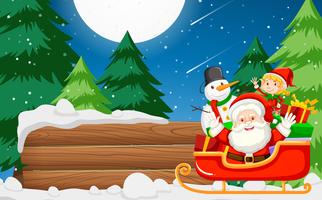 Babbo Natale con banner in legno vettore
