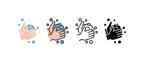 lavarsi le mani illustrazione. lavare il tuo mani con sapone per pulizia e disinfezione a partire dal virus o batteri. lavaggio mano vettore icona cartello simbolo. vettore illustrazione. design su bianca sfondo. eps10.