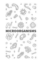 microrganismi vettore micro organismi concetto linea verticale bandiera con microrganismo schema simboli