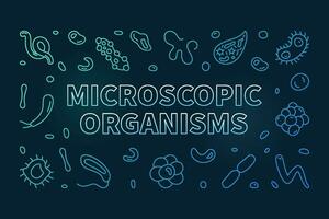 microscopico organismi vettore batteriologia concetto linea colorato orizzontale bandiera - microrganismi illustrazione