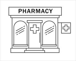 concetto di medicina della linea di costruzione della farmacia. forma architettonica vettore