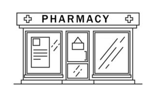 concetto di medicina della linea di costruzione della farmacia. forma architettonica vettore