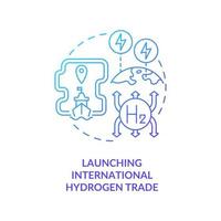 lancio dell'icona del concetto di commercio internazionale dell'idrogeno vettore