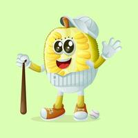 jackfruit personaggio giocando baseball vettore