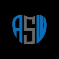 asw lettera logo creativo design. asw unico design. vettore