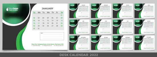 calendario da tavolo 2022 planner modello aziendale set di design design vettore