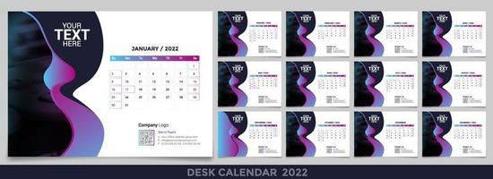 calendario da tavolo 2022 planner modello aziendale set di design design vettore