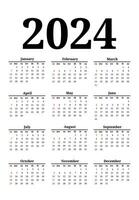 calendario per 2024 isolato su un' bianca sfondo vettore