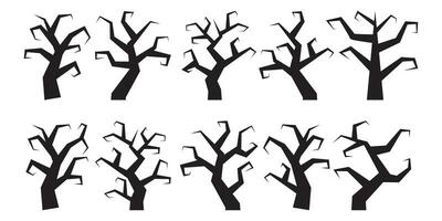 collezione di Halloween alberi sagome icona. vettore illustrazione nel mano disegnato stile