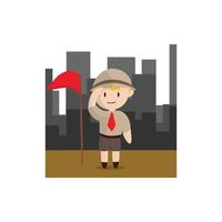 personaggio del boy scout in uniforme in piedi nel design della città illustrazione vettore